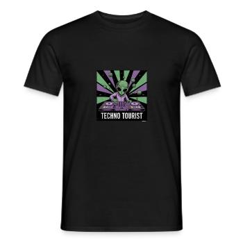 Techno Tourist Alien DJ Rave EDM Festival Outfit - Männer T-Shirt - Schwarz - Vorne - AI Model Male 178 light (178cm)