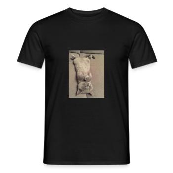 Sweet Britannique cheveux courts chat sur le poulet - T-shirt homme - noir - Devant - AI Model Male 178 light (178cm)