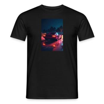 Future Drive: Neon Spuren vom Synthwave Abenteuer - Männer T-Shirt - Schwarz - Vorne - AI Model Male 178 light (178cm)