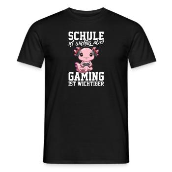 Gaming Axolotl - Computerspiele Videospiele Schule - Männer T-Shirt - Schwarz - Vorne - AI Model Male 178 light (178cm)