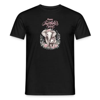 Mother's Love Elephant & Calf Floral Wreath - Männer T-Shirt - Schwarz - Vorne - AI Model Male 178 light (178cm)
