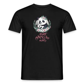 Best Mom Ever Panda Lover Floral Wreath I Mom - Männer T-Shirt - Schwarz - Vorne - AI Model Male 178 light (178cm)