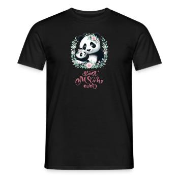 Best Mom Ever Panda Lover Floral Wreath I Mom - Männer T-Shirt - Schwarz - Vorne - AI Model Male 178 light (178cm)