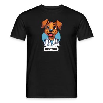 Adorable Puppy Doctor in Cartoon Style - Men's T-Shirt - black - Front - AI Model Male 178 light (178cm)