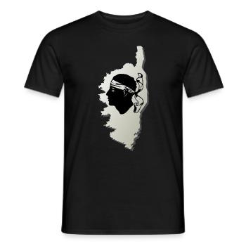 Carte de l’île de Corse en Corse France - T-shirt homme - noir - Devant - AI Model Male 178 light (178cm)