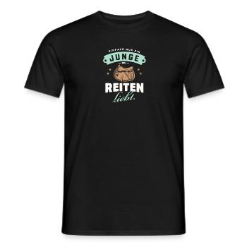 Junge Reiter Liebe Pferd Hobby Freude Idee - Männer T-Shirt - Schwarz - Vorne - AI Model Male 178 light (178cm)