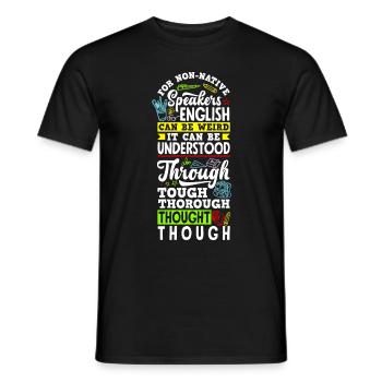 Professeur d’anglais langue ESL Linguiste Enseignement multilingue - T-shirt homme - noir - Devant - AI Model Male 178 light (178cm)
