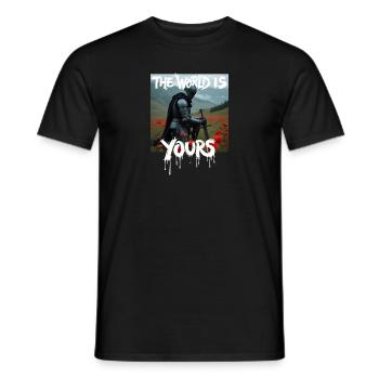 THE WORLD IS YOURS x FALLEN KNIGHT - Männer T-Shirt - Schwarz - Vorne - AI Model Male 178 light (178cm)