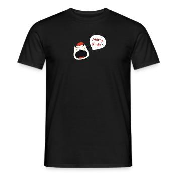 Merry Christmas cat with Christmas hat - Men's T-Shirt - black - Front - AI Model Male 178 light (178cm)