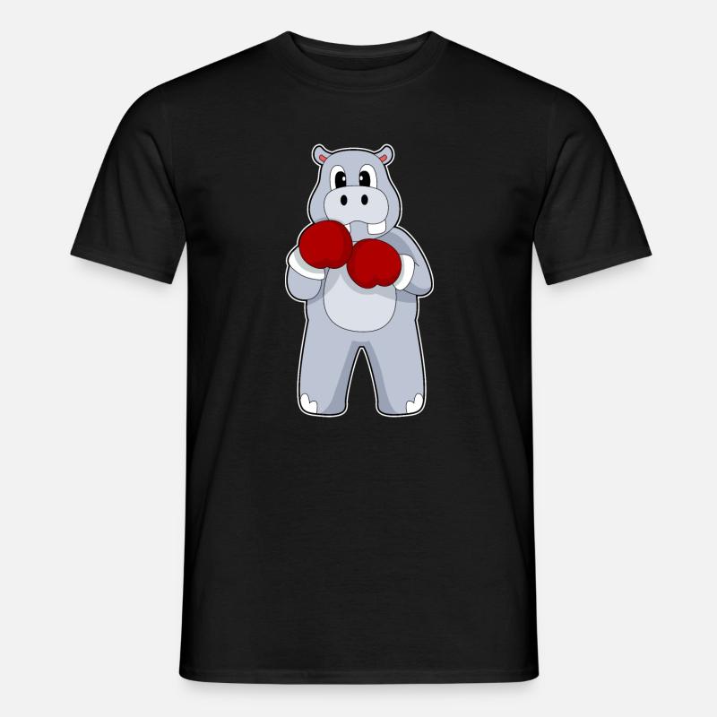 Nilpferd Boxer Boxhandschuhe Boxen - Männer T-Shirt - Schwarz