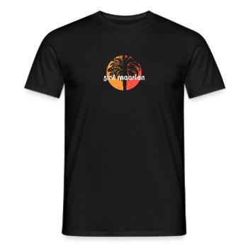 Sint Maarten Künstlerisches Urlaubssouvenir Palme - Männer T-Shirt - Schwarz - Vorne - AI Model Male 178 light (178cm)