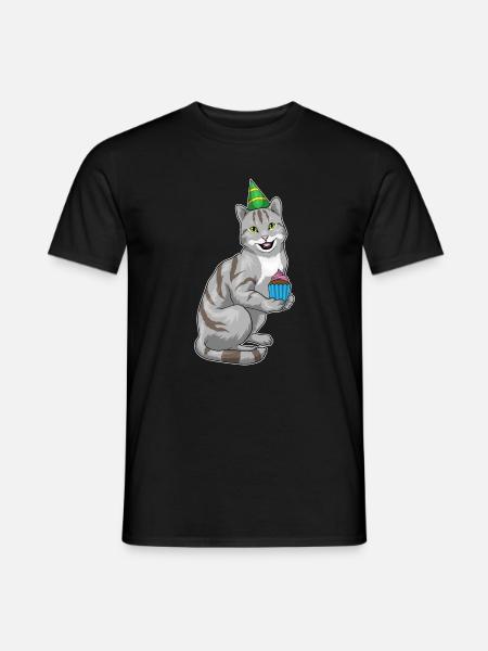 Cupcake d’anniversaire de chat - T-shirt homme - noir