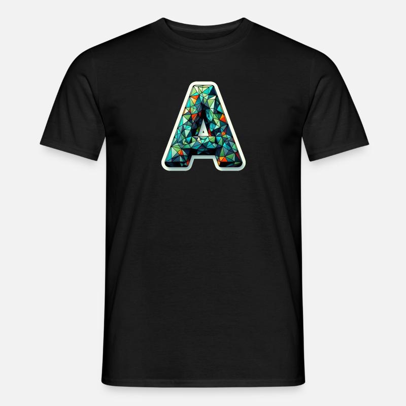 Buchstabe A Polygon bunt - Männer T-Shirt - Schwarz