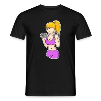 Fitness Frau Hanteln - Männer T-Shirt - Schwarz - Vorne - AI Model Male 178 light (178cm)