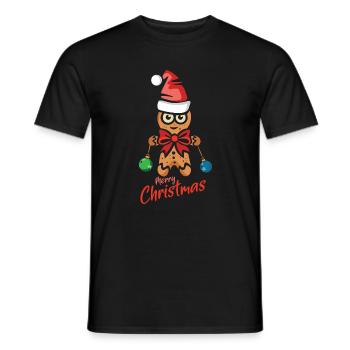 Lebkuchenmann mit Weihnachtsmütze - Männer T-Shirt - Schwarz - Vorne - AI Model Male 178 light (178cm)