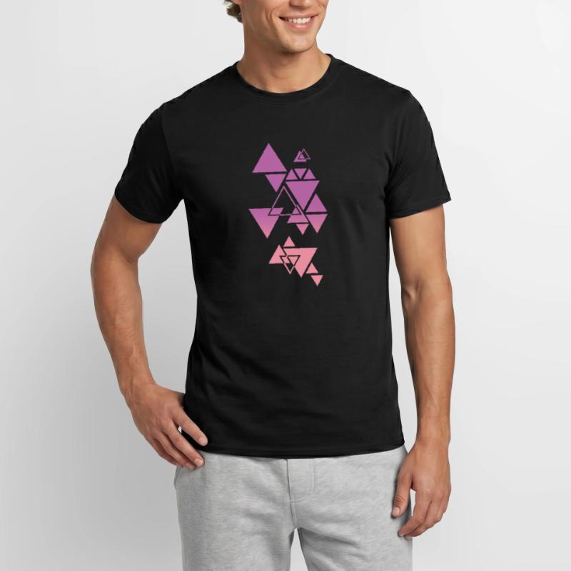 Gradient Triangle Pattern Pink Men’s T-shirt