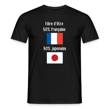 Fière d'être franco-japonaise - T-shirt homme - noir - Devant - AI Model Male 178 light (178cm)