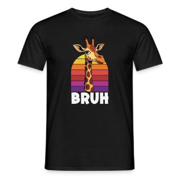 Bruh Giraffe Retro Sunset Meme - Men's T-Shirt - black - Front - AI Model Male 178 light (178cm)
