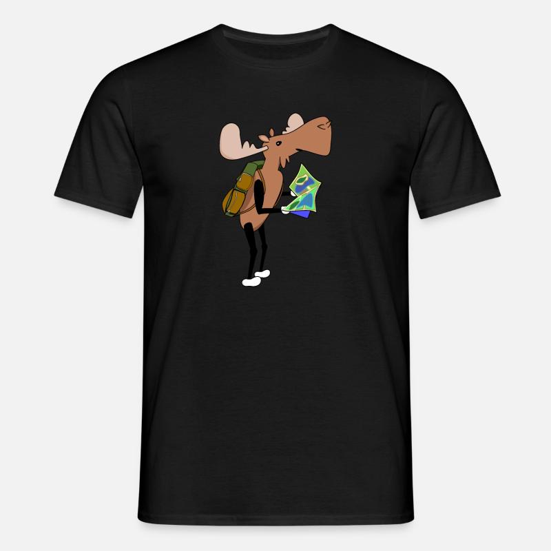 Moose Comic Hiking Map - Men's T-Shirt - black