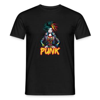 Punk Art Style Punk Girl für Rebellen - Männer T-Shirt - Schwarz - Vorne - AI Model Male 178 light (178cm)