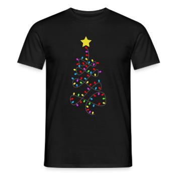 Funny Christmas Tree String lights Advent - Men's T-Shirt - black - Front - AI Model Male 178 light (178cm)