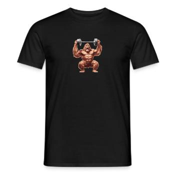 Gorilla, monkey with barbell bar, fitness - Men's T-Shirt - black - Front - AI Model Male 178 light (178cm)