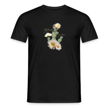 T-shirt tendance avec motif de cactus en fleurs - T-shirt homme - noir - Devant - AI Model Male 178 light (178cm)