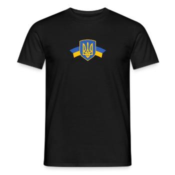 Ukraine Shield - Men's T-Shirt - black - Front - AI Model Male 178 light (178cm)