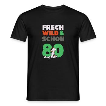 Geschenk 80 Jahre Geburtstag Frau Hund - Männer T-Shirt - Schwarz - Vorne - AI Model Male 178 light (178cm)