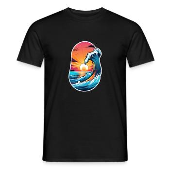 vague - été - vacances - T-shirt homme - noir - Devant - AI Model Male 178 light (178cm)