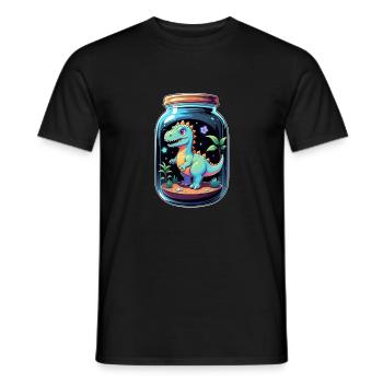 Dinosaur in a Cartoon Jar - Men's T-Shirt - black - Front - AI Model Male 178 light (178cm)