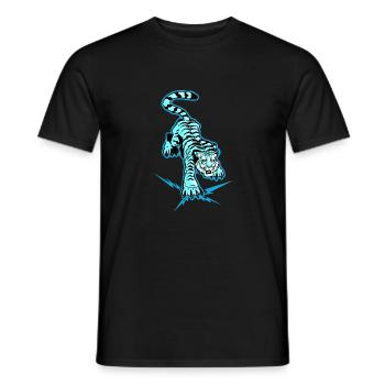 Tigre et éclais sous les pattes (version bleue) - T-shirt homme - noir - Devant - AI Model Male 178 light (178cm)