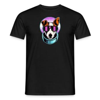 Jack Russell Terrier 80s Retro Space Dog Pupp - T-shirt homme - noir - Devant - AI Model Male 178 light (178cm)