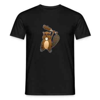 Beaver Baseball Lunettes de soleil Rodent Wood Gift - T-shirt homme - noir - Devant - AI Model Male 178 light (178cm)