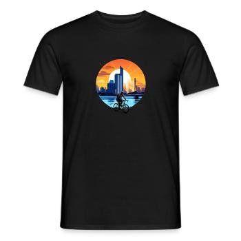 Bicycle Sunset - Men's T-Shirt - black - Front - AI Model Male 178 light (178cm)