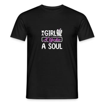 A girl a yorkie a soul - Men's T-Shirt - black - Front - AI Model Male 178 light (178cm)
