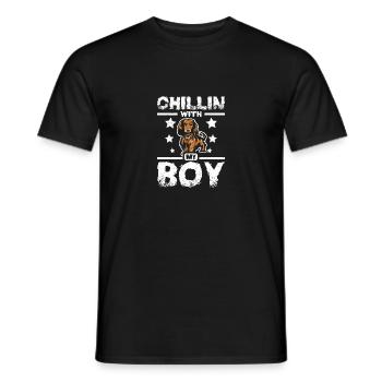 chillin with my boy dachshund - Men's T-Shirt - black - Front - AI Model Male 178 light (178cm)