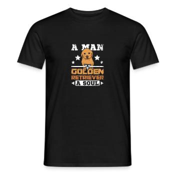 A man a golden retriever a soul - Männer T-Shirt - Schwarz - Vorne - AI Model Male 178 light (178cm)
