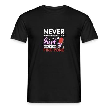 Ne sous-estimez jamais une fille qui joue au ping-pong - T-shirt homme - noir - Devant - AI Model Male 178 light (178cm)