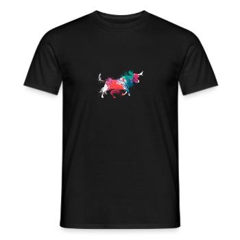 Colorful Splash Art Farm animals bull ox - Men's T-Shirt - black - Front - AI Model Male 178 light (178cm)