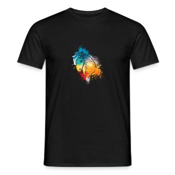 Animaux colorés Splash Art Farm tête de poney - T-shirt homme - noir - Devant - AI Model Male 178 light (178cm)