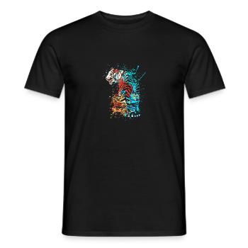 Splash Art Sibirischer indischer tiger - Männer T-Shirt - Schwarz - Vorne - AI Model Male 178 light (178cm)