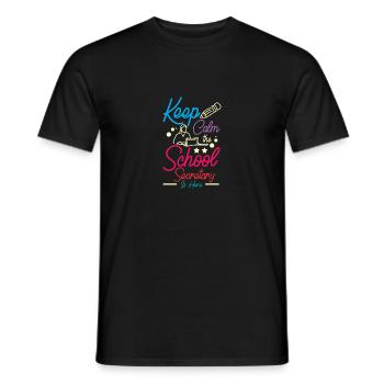 Restez calme, le secrétariat de l’école est là - T-shirt homme - noir - Devant - AI Model Male 178 light (178cm)