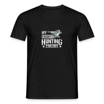 My favorite hunting partner Falconer - Men's T-Shirt - black - Front - AI Model Male 178 light (178cm)