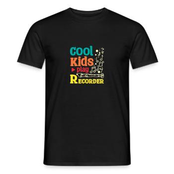 Pour les enfants Cool kids jouent à la flûte à bec - T-shirt homme - noir - Devant - AI Model Male 178 light (178cm)