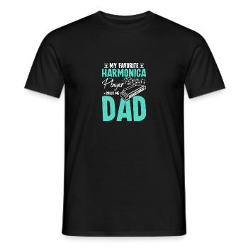 My favorite harmonica player calls me dad - Männer T-Shirt - Schwarz - Vorne - AI Model Male 178 light (178cm)