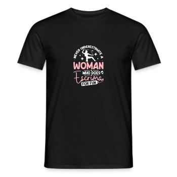 Ne sous-estimez jamais une femme qui fait de l’escrima - T-shirt homme - noir - Devant - AI Model Male 178 light (178cm)