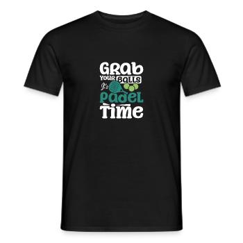 Attrapez vos couilles, c’est l’heure du padel - T-shirt homme - noir - Devant - AI Model Male 178 light (178cm)