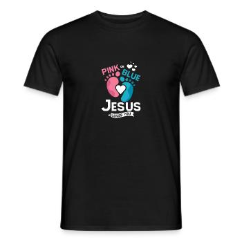 Pink or blue jesus loves you - Männer T-Shirt - Schwarz - Vorne - AI Model Male 178 light (178cm)