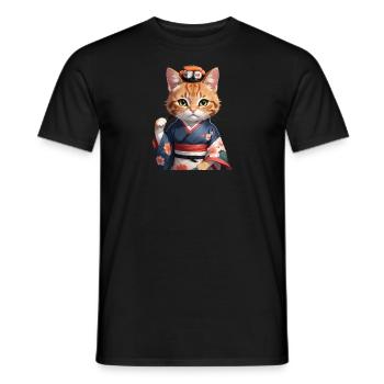 Sushi Cat Katze Japan - Men's T-Shirt - black - Front - AI Model Male 178 light (178cm)
